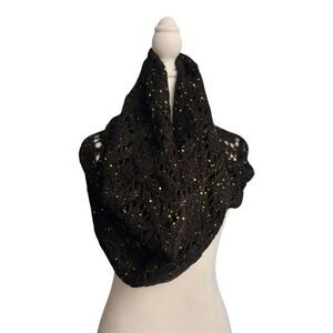 Berkshire Women's One Size Black W/ Gold Sequins Infinity Knit Scarf